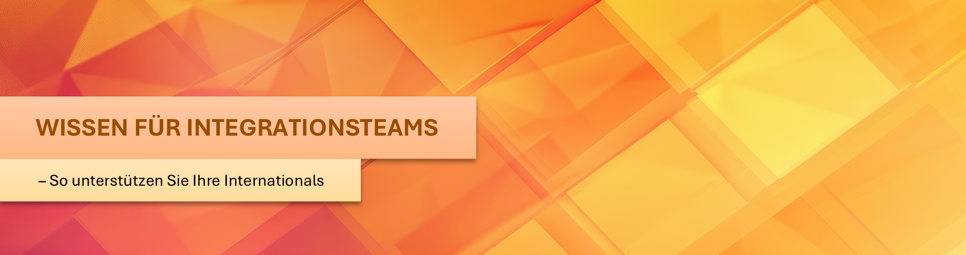 Orangener Hintergrund mit dem Schriftzug "Wissen für Integrationsteams - So unterstützen Sie Ihre Internationals"