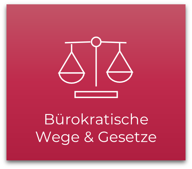 Pinke Kachel "Bürokratische Wege und Gesetze"